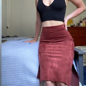 Aritzia Midi Faux Suede Pencil Skirt
